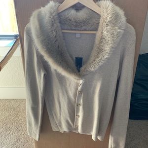 Banana Republic Tan Fur Cardigan